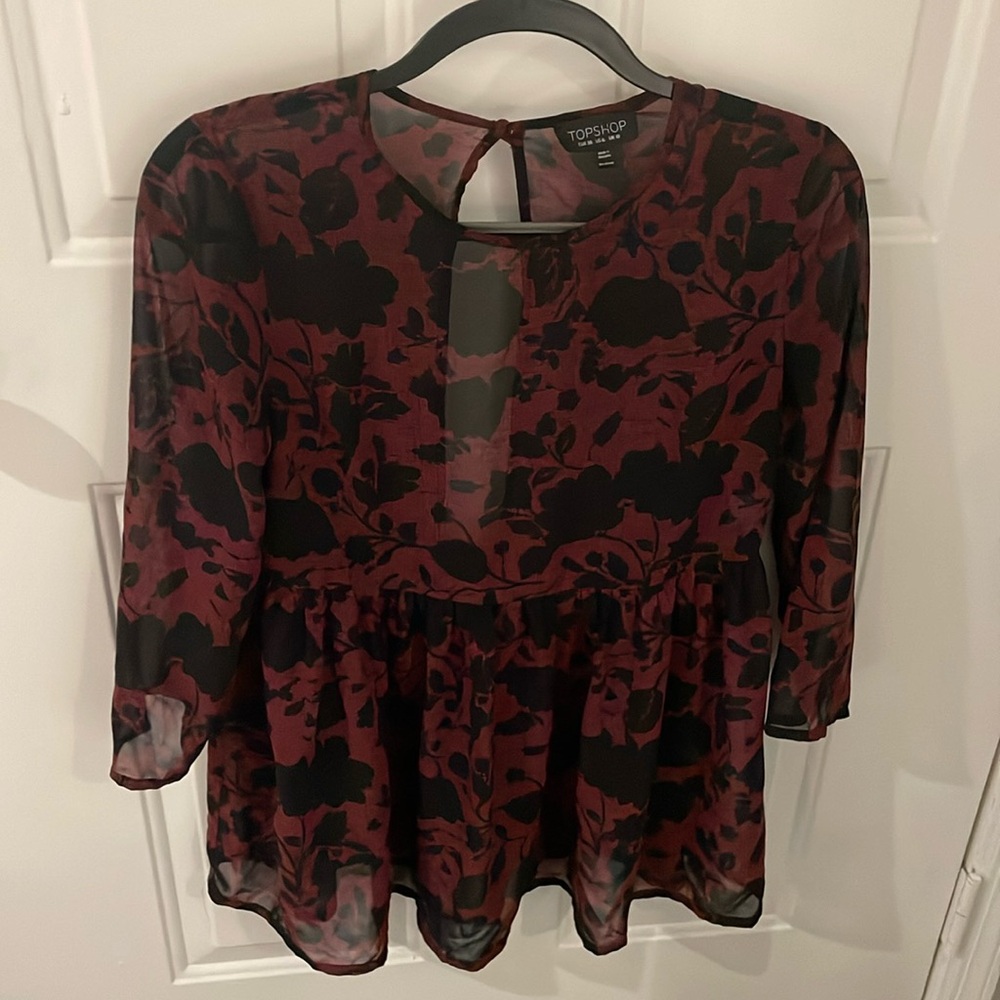 Dark patterned sheer top!